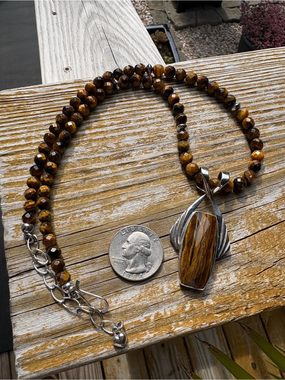 Jay King Faceted Tigers Eye Bead Necklace with Sterling Silver Pendant - Picture 7 of 13